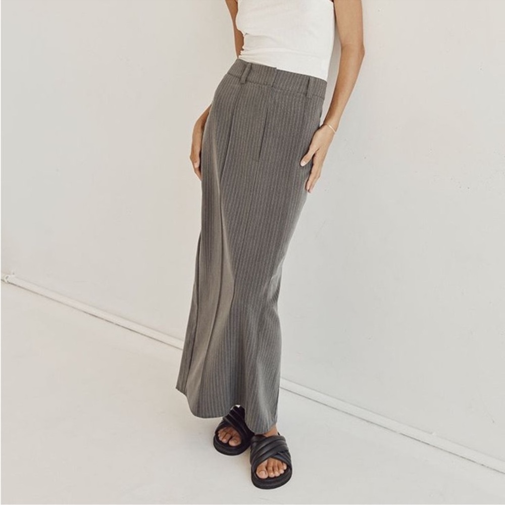 DISSH Gray Pinstripe Maxi Skirt